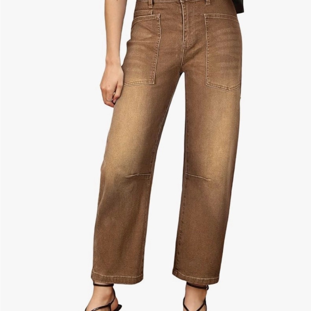 Women's Brown Barrel Jeans, Size 12